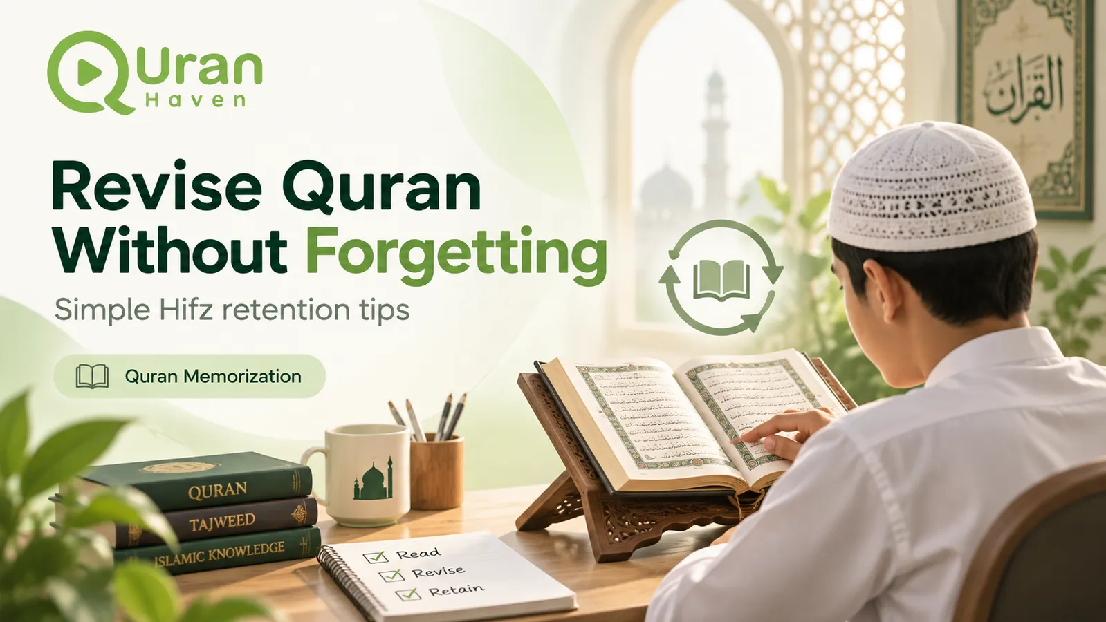 Student following a structured Quran revision plan to strengthen memorization
