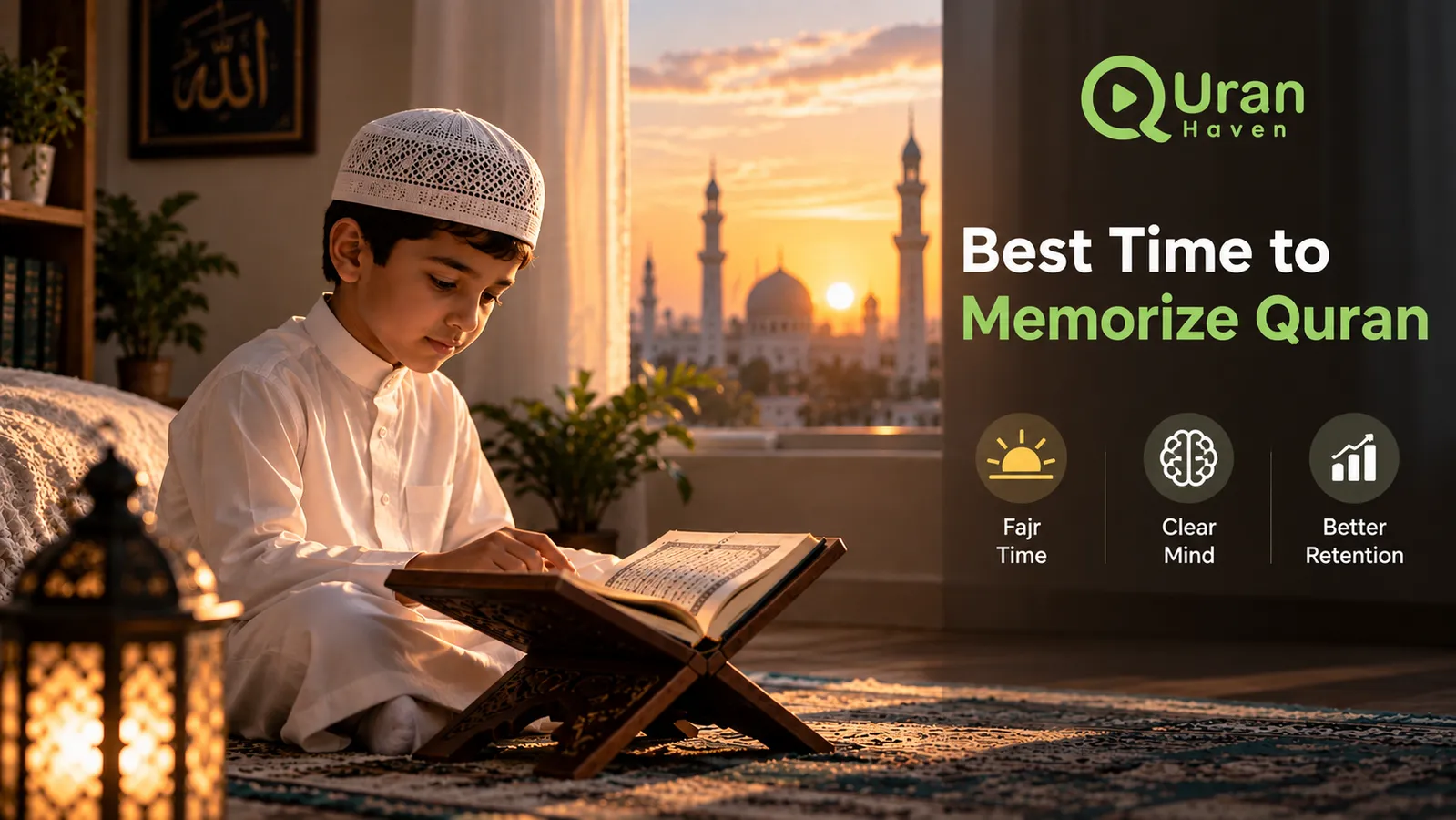 Student following a daily routine during the best time to memorize Quran