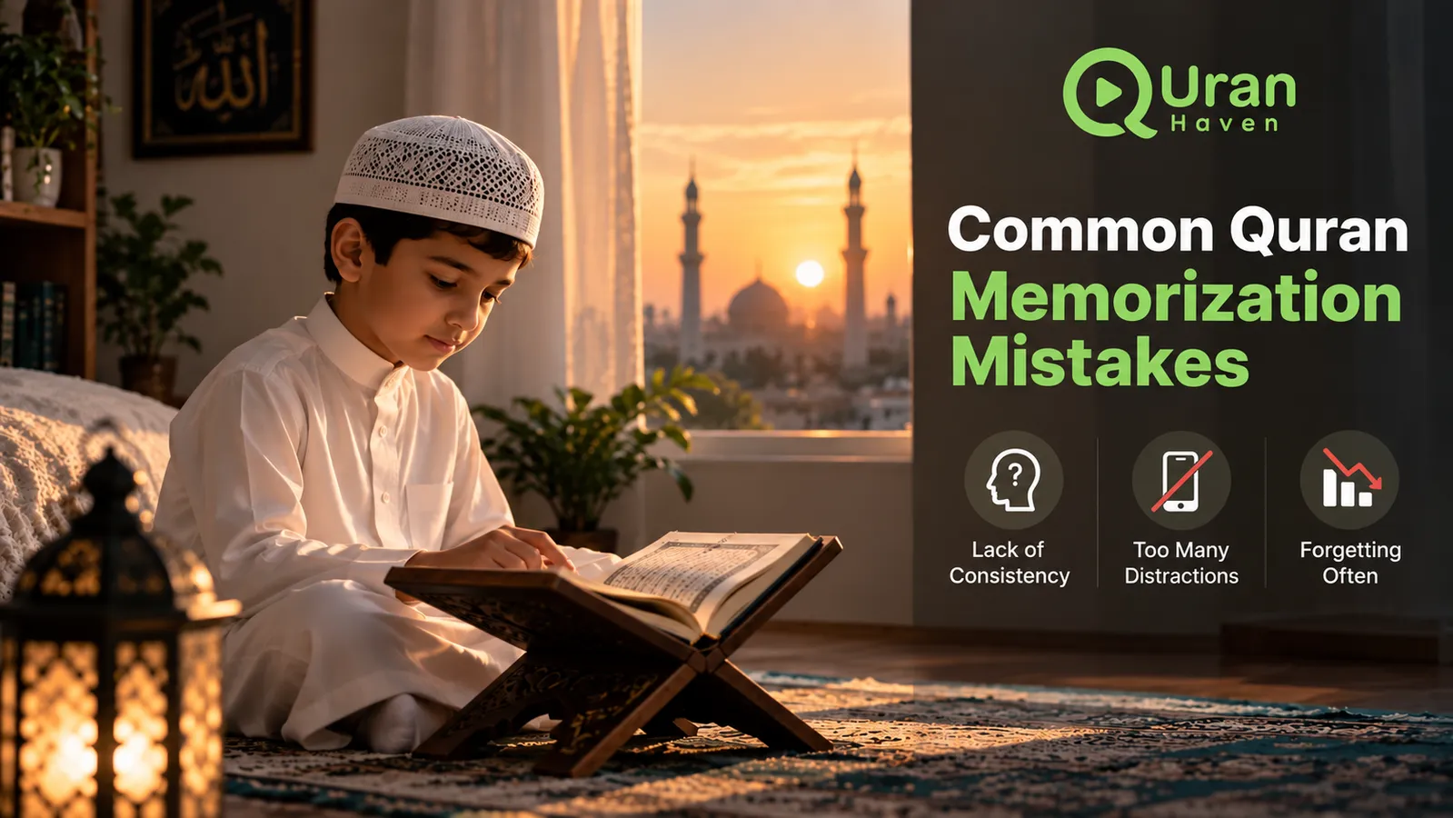 Student identifying common Quran memorization mistakes during a structured Hifz session